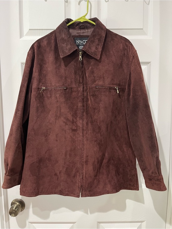 New York & Company Jackets & Blazers - New York & Company Women's SzM Dark Brown Suede Zip Jacket, Lined